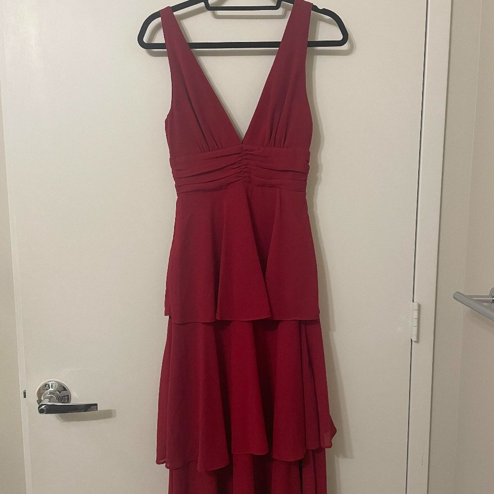 Red Tiered Midi Dress